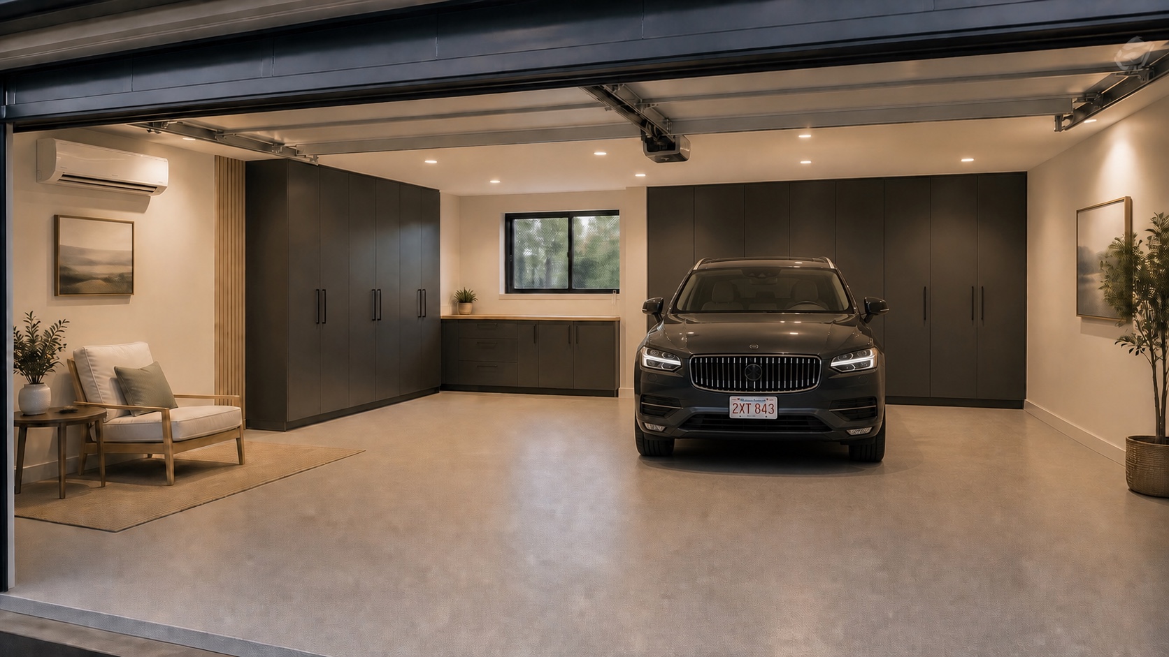 Finished Two-car calm retreat garage