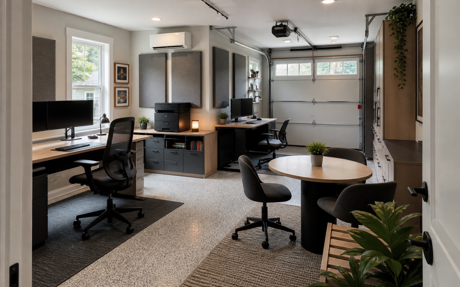 Finished New England garage converted into a professional home office
