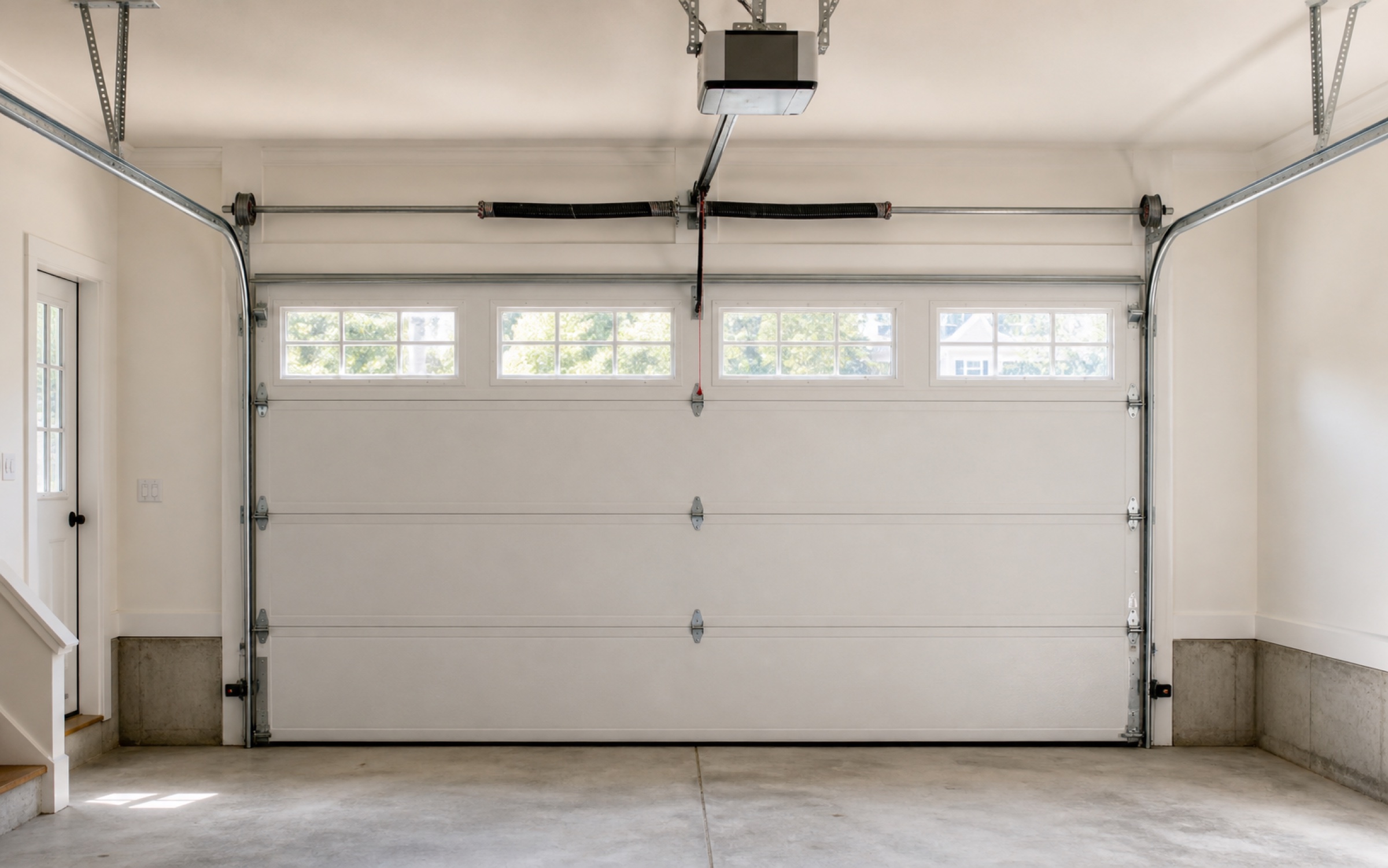 Complete residential garage door operating system prepared for diagnosis